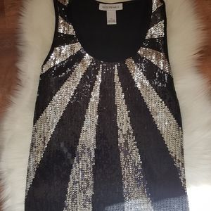 Sequins Round Neck Sleeveless Top Women's XL